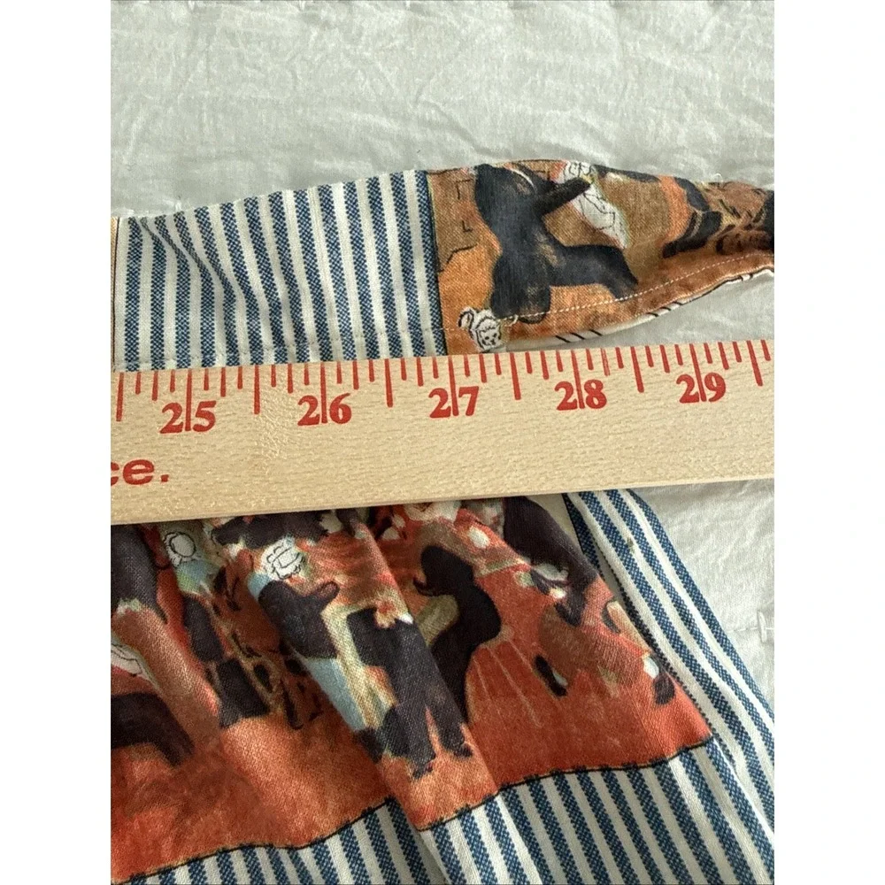 Women's Handmade Waist Apron Vintage City Ticking Print Long